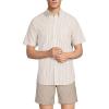 Lands’ End Men’s Short Sleeve Seersucker Shirt(Golden Sand Banker Stripe)