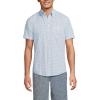 Lands’ End Men’s Short Sleeve Seersucker Shirt(Mariner Blue Mini Daisies)