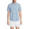 Lands’ End Men’s Short Sleeve Seersucker Shirt(Royal Cobalt Pin Stripe)