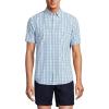 Lands’ End Men’s Short Sleeve Seersucker Shirt(Royal Cobalt Tattersall)