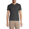 Lands’ End Men’s Short Sleeve Super-T Henley(Dark Charcoal Heather)