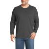 Lands’ End Men’s Super-T Long Sleeve T-Shirt with Pocket(Dark Charcoal Heather)