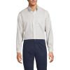 Lands’ End Men’s Tailored Fit No Iron Solid American-Grown Supima Cotton Pinpoint Buttondown Collar Dress Shirt(Khaki Narrow Stripes)