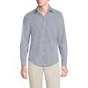 Lands’ End Men’s Traditional Fit Long Sleeve Travel Kit Shirt(Deep Sea Navy Fine Stripe)