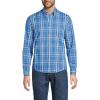 Lands’ End Men’s Traditional Fit Long Sleeve Travel Kit Shirt(Mariner Blue/Pale Almond Plaid)