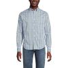 Lands’ End Men’s Traditional Fit Long Sleeve Travel Kit Shirt(Olive Drab/Blue Plaid)