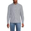 Lands’ End Men’s Traditional Fit Long Sleeve Travel Kit Shirt(Radiant Navy Stripe)
