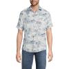 Lands’ End Men’s Traditional Fit Short Sleeve Linen Shirt(Egret White Tropical Scene)
