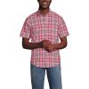 Lands’ End Men’s Traditional Fit Short Sleeve Madras Shirt(Spiced Rhubarb/Peach Plaid)