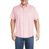 Lands’ End Men’s Traditional Fit Short Sleeve Travel Kit Shirt(Crisp Peach/Cobalt Plaid)