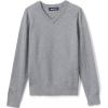Lands’ End School Uniform Boys Cotton Modal Fine Gauge V-Neck Sweater(Pewter Heather)