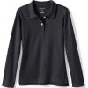 Lands’ End School Uniform Girls Long Sleeve Feminine Fit Interlock Polo Shirt(Black)