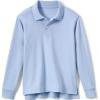 Lands’ End School Uniform Girls Long Sleeve Feminine Fit Interlock Polo Shirt(Blue)