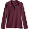 Lands’ End School Uniform Girls Long Sleeve Feminine Fit Interlock Polo Shirt(Burgundy)