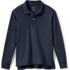Lands’ End School Uniform Girls Long Sleeve Feminine Fit Interlock Polo Shirt(Classic Navy)