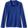 Lands’ End School Uniform Girls Long Sleeve Feminine Fit Interlock Polo Shirt(Cobalt)