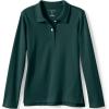 Lands’ End School Uniform Girls Long Sleeve Feminine Fit Interlock Polo Shirt(Evergreen)