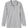 Lands’ End School Uniform Girls Long Sleeve Feminine Fit Interlock Polo Shirt(Gray Heather)