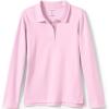 Lands’ End School Uniform Girls Long Sleeve Feminine Fit Interlock Polo Shirt(Ice Pink)