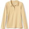 Lands’ End School Uniform Girls Long Sleeve Feminine Fit Interlock Polo Shirt(Maize)