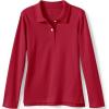 Lands’ End School Uniform Girls Long Sleeve Feminine Fit Interlock Polo Shirt(Red)