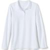 Lands’ End School Uniform Girls Long Sleeve Feminine Fit Interlock Polo Shirt(White)