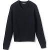 Lands’ End School Uniform Kids Cotton Modal V-Neck Sweater(Black)