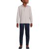 Lands’ End School Uniform Kids Long Sleeve Interlock Polo Shirt(Gray Heather)