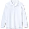 Lands’ End School Uniform Kids Long Sleeve Interlock Polo Shirt(White)