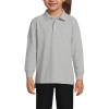 Lands’ End School Uniform Kids Long Sleeve Mesh Polo Shirt(Gray Heather)
