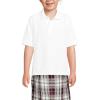Lands’ End School Uniform Kids Short Sleeve Mesh Polo Shirt(White)