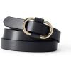 Lands’ End Women’s Adjustable Skinny Leather Belt(Black)
