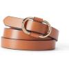 Lands’ End Women’s Adjustable Skinny Leather Belt(Cognac)