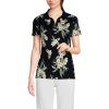 Lands’ End Women’s American-Grown Supima Cotton Polo Shirt(Black Plumeria)