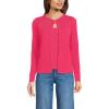Lands’ End Women’s Blend Scallop Edge Fitted Cardigan Sweater(Berry Rouge)