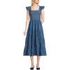 Lands’ End Women’s Chambray Smocked Dress with Ruffle Straps(Medium Indigo Chambray)