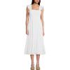 Lands’ End Women’s Chambray Smocked Dress with Ruffle Straps(White)