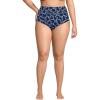 Lands’ End Women’s Chlorine Resistant Pinchless High Waisted Bikini Bottoms(Navy/White Flowering Vine)