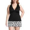 Lands’ End Women’s Chlorine Resistant Plunge X-Back Tankini Swimsuit Top(Black)
