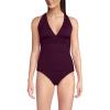 Lands’ End Women’s Chlorine Resistant Plunge X-Back Tankini Swimsuit Top(Dark Wine)