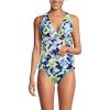 Lands’ End Women’s Chlorine Resistant Plunge X-Back Tankini Swimsuit Top(Deep Sea Navy Multi Floral)