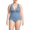 Lands’ End Women’s Chlorine Resistant Plunge X-Back Tankini Swimsuit Top(Dusk Sky)