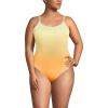 Lands’ End Women’s Chlorine Resistant Scoop Neck High Leg Tugless Tank Thin Strap One Piece Swimsuit Adjustable(Icy Mint/Orange Ombre)