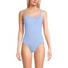 Lands’ End Women’s Chlorine Resistant Scoop Neck High Leg Tugless Tank Thin Strap One Piece Swimsuit Adjustable(Soft Cloud Blue)