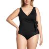 Lands’ End Women’s Chlorine Resistant Side Tie V-Neck Tankini Swimsuit Top(Black)