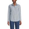 Lands’ End Women’s Cooling Button Front Shirt(Deep Sea Navy Fine Stripe)