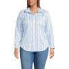 Lands’ End Women’s Cooling Button Front Shirt(Navy/Blue Sky Double Stripe)