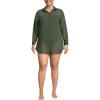 Lands’ End Women’s Cotton Gauze Button Down Swim Cover-up Shirt Dress(Rich Olive Green)