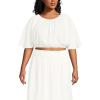 Lands’ End Women’s Cotton Gauze Dolman Sleeve Crop Cover Up Top(Chalk White)
