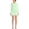 Lands’ End Women’s Cotton Jersey Long Sleeve Hooded Swim Cover-up Dress(Icy Mint Green)
